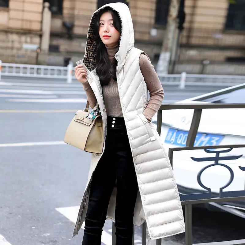 

Winter Women Warm Vest Women's Long Waistcoat Slim Sleeveless Jacket Coats Female Down Cotton Hooded Vests New Fashion Outwear