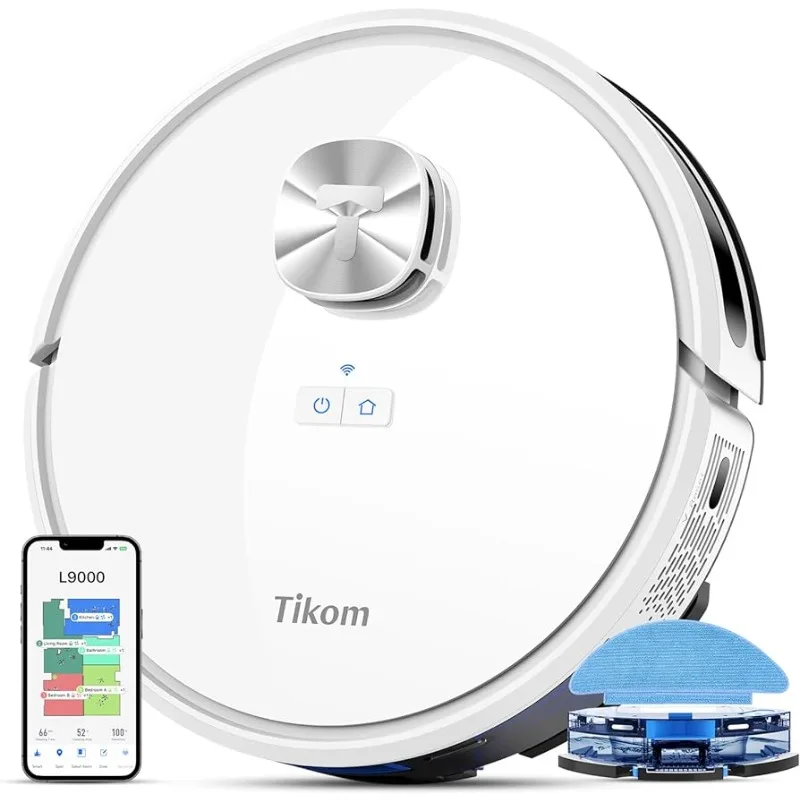 

Robot Vacuum and Mop Combo, LiDAR Navigation, Robotic Vacuum Cleaner, 4000Pa Suction, 150Mins Max, Smart Mapping, 14No-go Zones