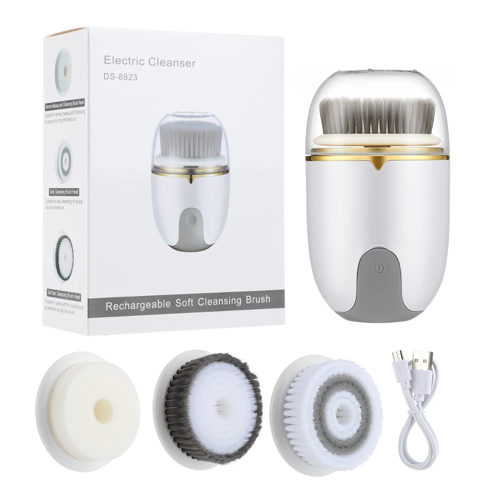 Powered Facial Cleansing Brush Devices Face Brushes Sonic Vibration 2 in 1 Heated Massager Deep Cleaning Electric Face Cleanser images - 6