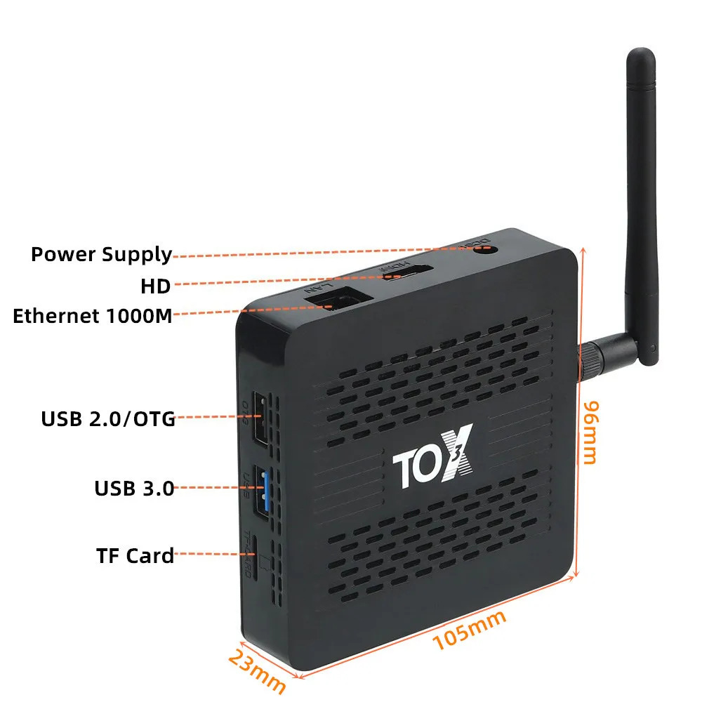 Smart TV Box Original TOX3 Android 11 4GB 32GB Amlogic S905X4 2T2R Dual Wifi 1000M LAN BT4.1 Support AV1 4K HDR Media Player