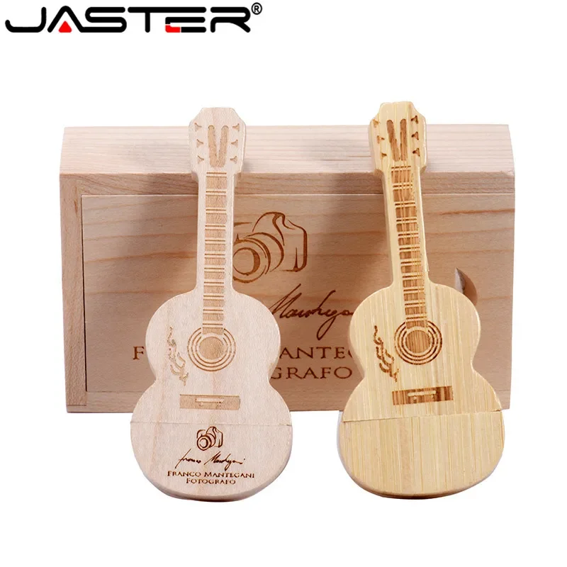 JASTER 나무 기타 USB 플래시 드라이브 64GB 무료 맞춤형 로고 펜드라이브 32GB 음악 메모리 스틱 16GB U 디스크 사진 스튜디오 선물