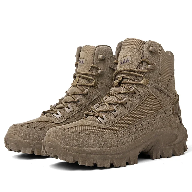2023 Men Tactical Boots Waterproof Leather Boots Desert Safty Work Shoes Combat Ankle Boots Men Shoes
