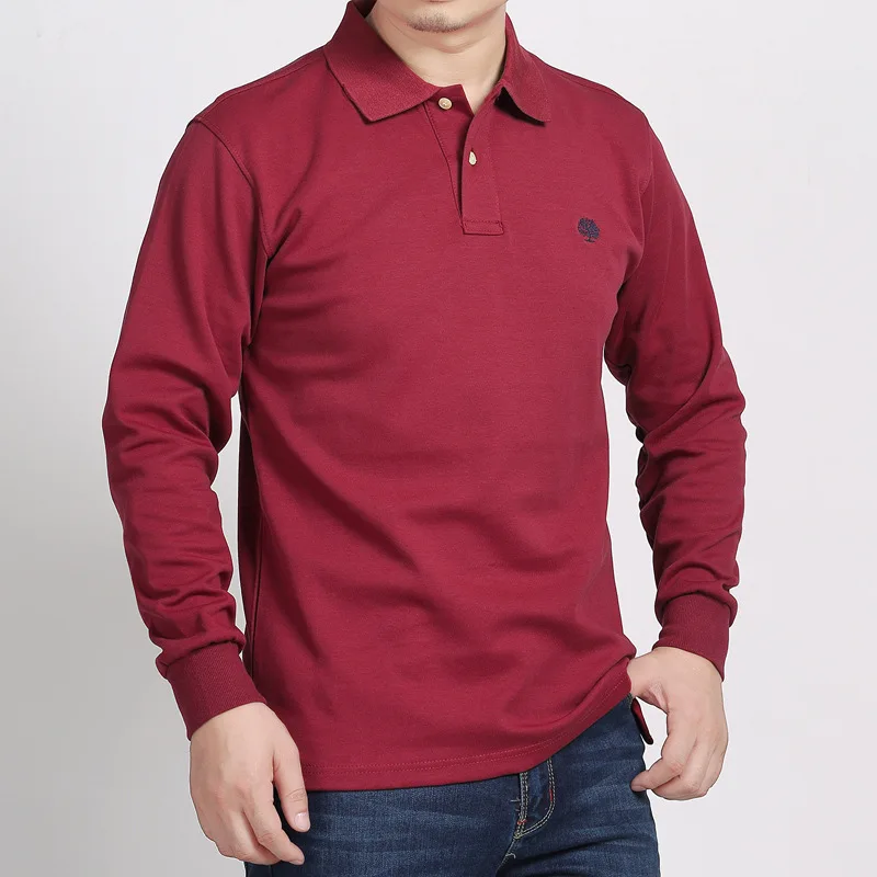 

Мужская рубашка-поло, Новинка весна-осень 2024, мужская деловая Повседневная хлопковая футболка для работы, осенняя рубашка-поло с длинными рукавами