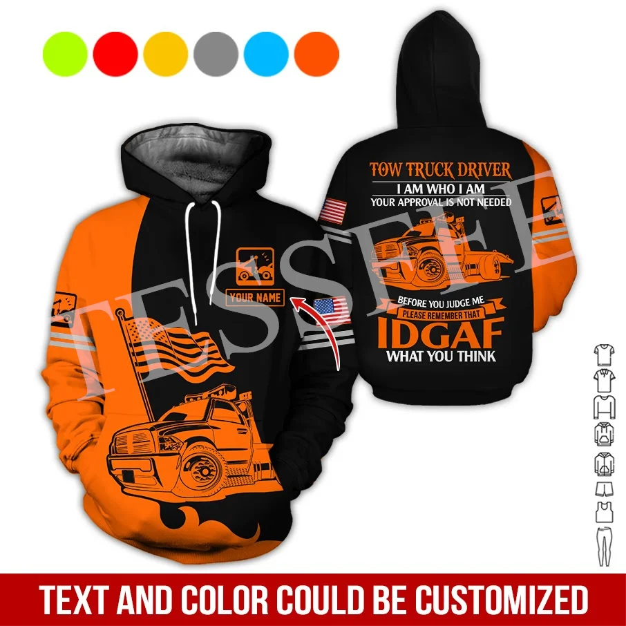 Nome Personalizzato Cosplay Tow Truck Driver Trucker Worker Retro Tuta 3Dprint Harajuku Casual Pullover Jacket Felpe Vintage X26