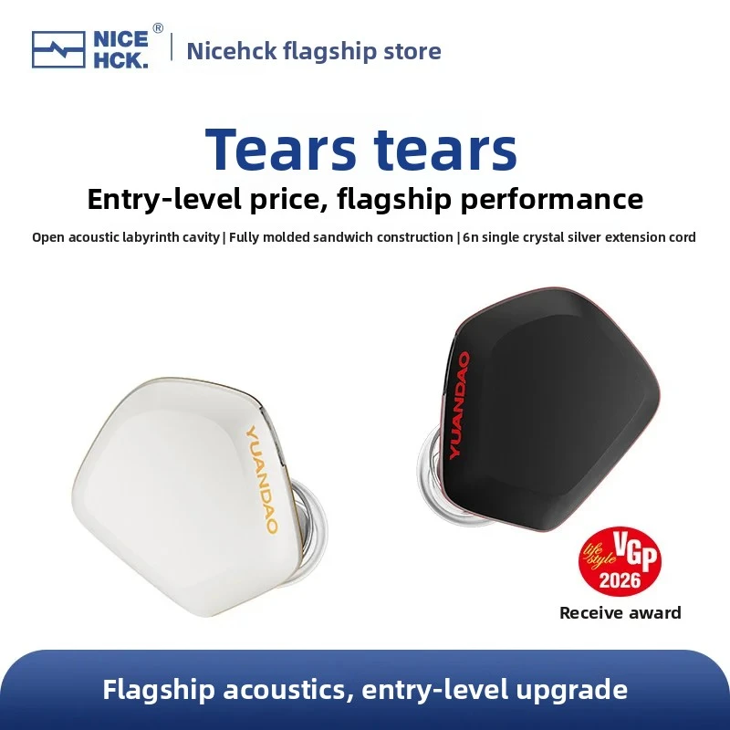 NICEHCK Tears 인이어 이어폰 10mm 듀얼 마그넷 DD 6N 단결정 실버 내부 배선 IEM 3.5mm/Type-C 2핀 플러그 이어버드