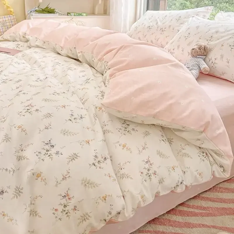 

Ins Flowers Bedding Set Simple Flat Bed Sheet Duvet Cover Twin Full Queen Nordic Bed Linen Boy Girl Bed Linenss