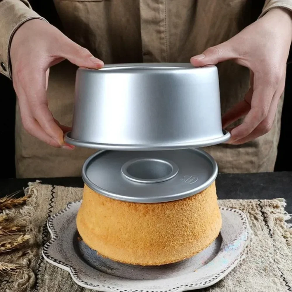 6/8inch Hollow Chiffon Cake Mould Removable Non-Stick Round Chiffon Cake Pudding Baking Mould DIY Baking Kitchen Tools Baking Supplies