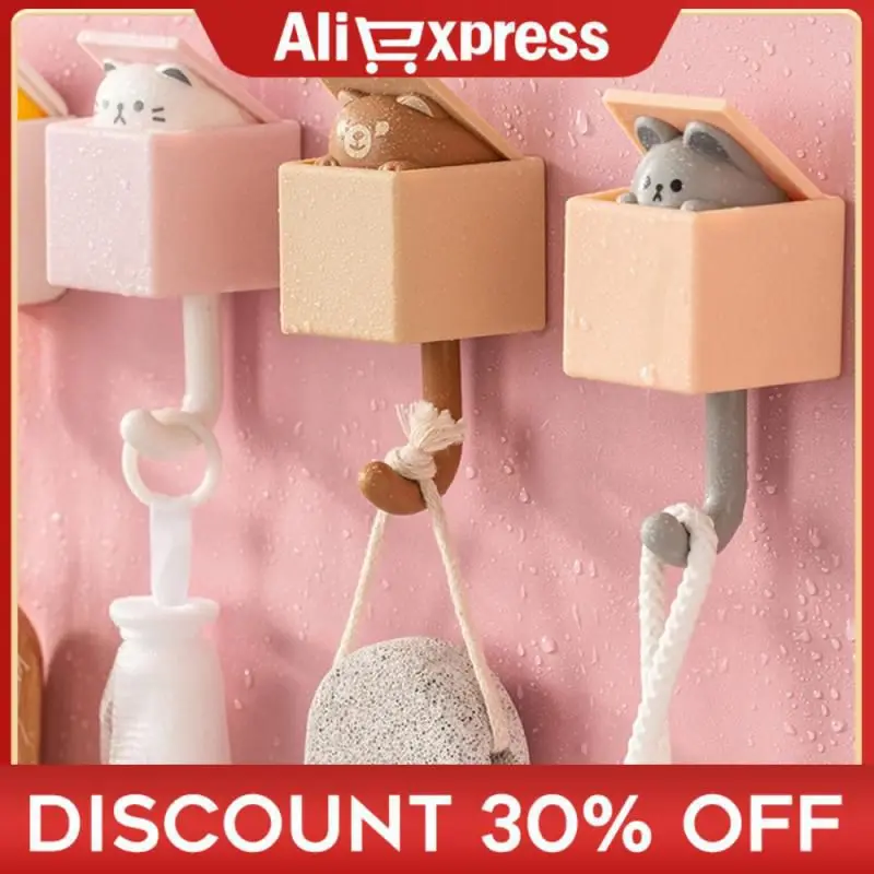 

Creative Cat Hook Cute Seamless Hangers Hooks Self-adhesive Towel Key Umbrella Storage Hanger Wall Animal Decoration Rack