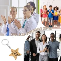 1Pcs Star Keychains Inspirational Wooden Keychain Motivational You're a Star Keychains Bulk Thank You Gift for Students Teacher 2