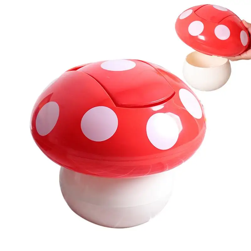 

Garbage Can Waste Bin With Lid Red Mushroom Design Countertop Mini Garbage Cans Mini Trash Can For Desktop Tiny Waste Basket