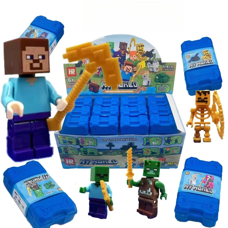 16-teiliges PVC-Modellfiguren-Set NEU Spiel Anime Peripherie My World Steve Figur Desktop-Dekoration Überraschungs-Geschenkbox für Kinder