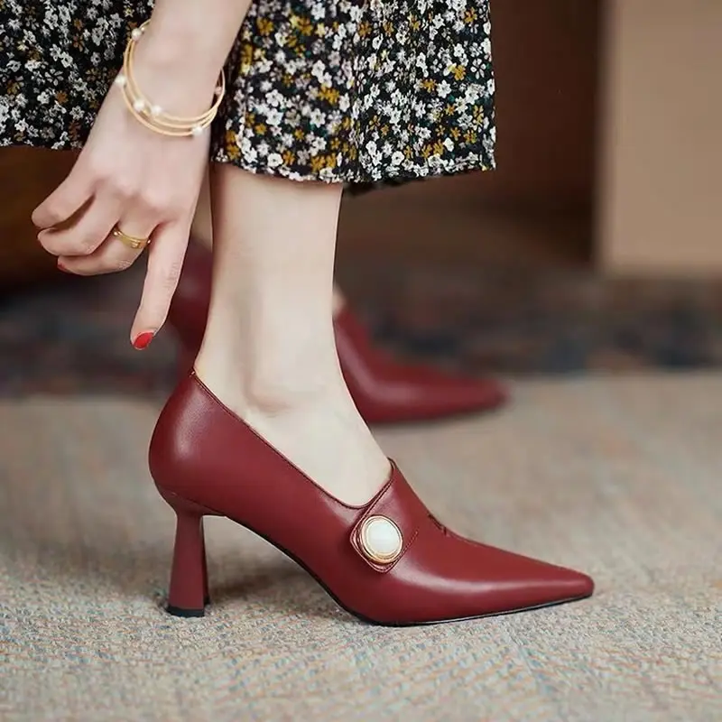 Women Fashion Light Brown High Quality Heel Shoes for Autumn Amp Spring Lady Classic Comfort Stylish Black Shoes Women Heels