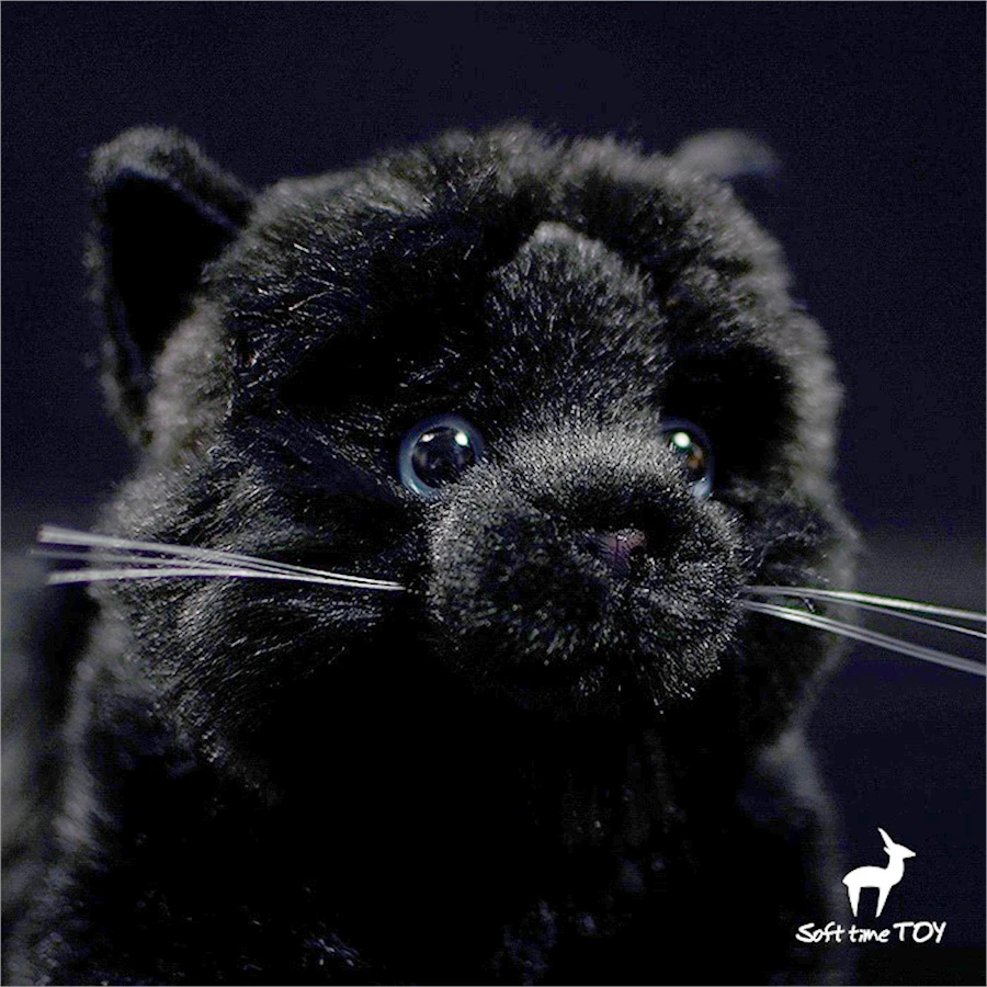 Black Cat High Fidelity Anime Cute Plushie Black Panther Plush Toys Lifelike Animals Simulation Stuffed Doll Kawai Toy Gifts Kid 5