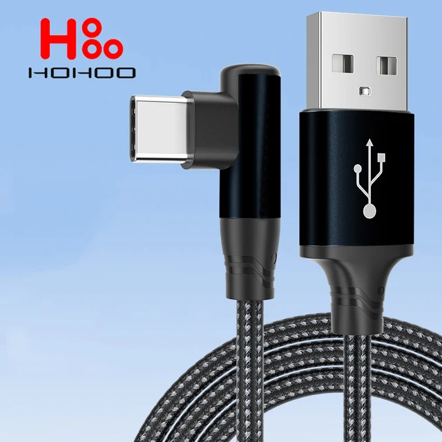 40W USB C 90 Degree Elbow USB Type C Charger Cord Cable for Huawei Xiaomi Mobile Phone Accessories 3A Fast Charging USB Cable 2M 1