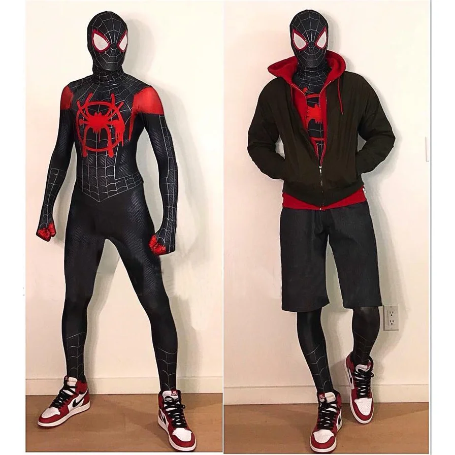 Stock Myers Spiderman collant uomo adulto Cosplay supereroe Costume di  Halloween - AliExpress