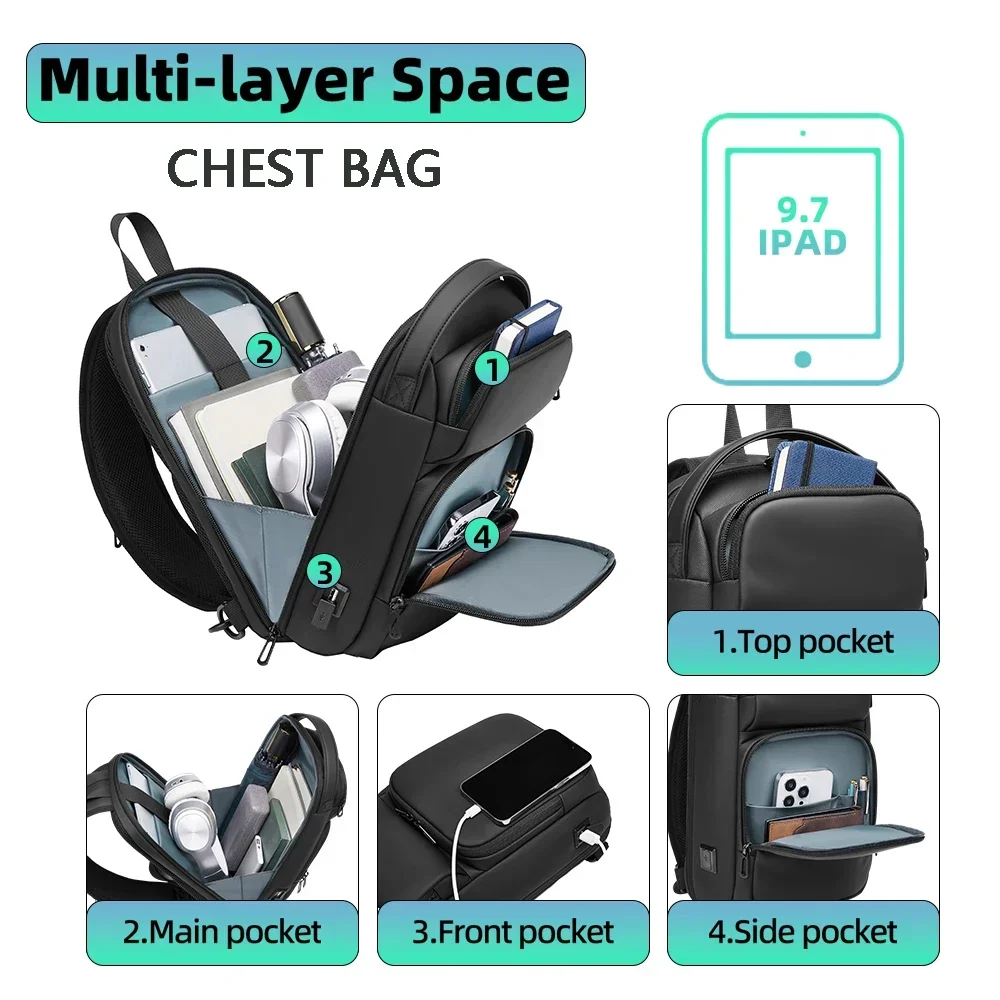 SWISS Men‘s Business Backpack Waterproof 17 Inch Travel Laptop Backpack Outdoor Climbing Anti-theft Luggage Bag Mochila School