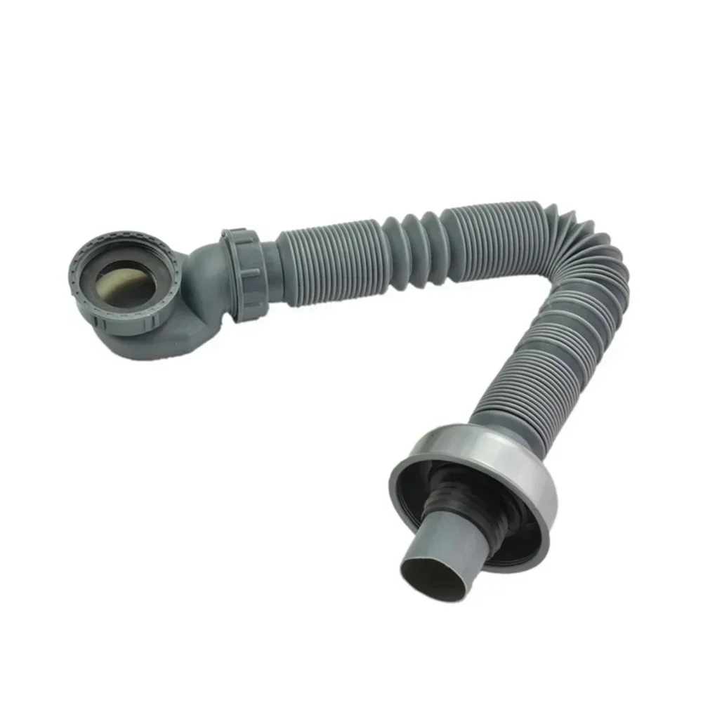 1pc Low Profile Trap Flexible Bathtub Shower Drain Pipe Gray ABS Flat Tub Free Standing Tub Drain For Bath Bathtub