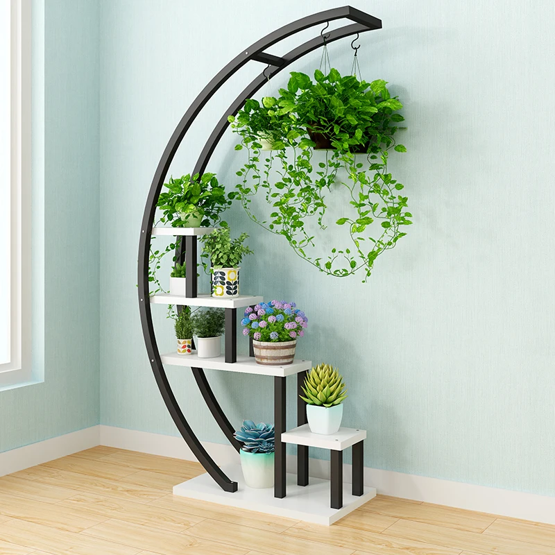 Living Room Home Half Moon Type Flower Stand Multi-Storey Indoor Balcony Decorative Shelf Flower pot Storage Rack