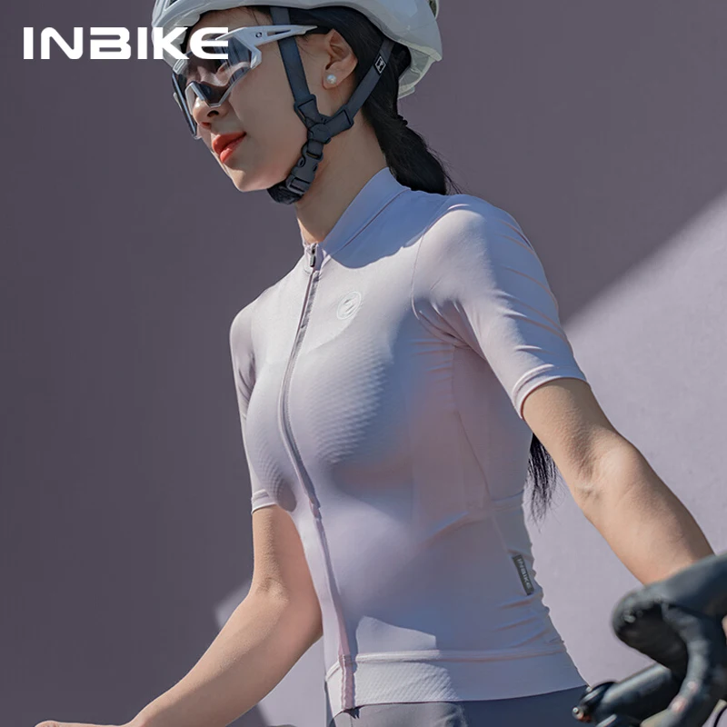 Maglia Ciclismo Donna INBIKE Maniche Corte, Traspirante A Asciugatura Rapida, Con 3 Tasche Posteriori E Dettagli Riflettenti