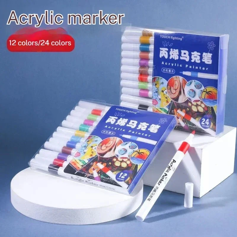 Acrylic Markers Set - 12-60 Colors Soft Tip Pens for Painting on Wood Fabric Ceramic and Glass