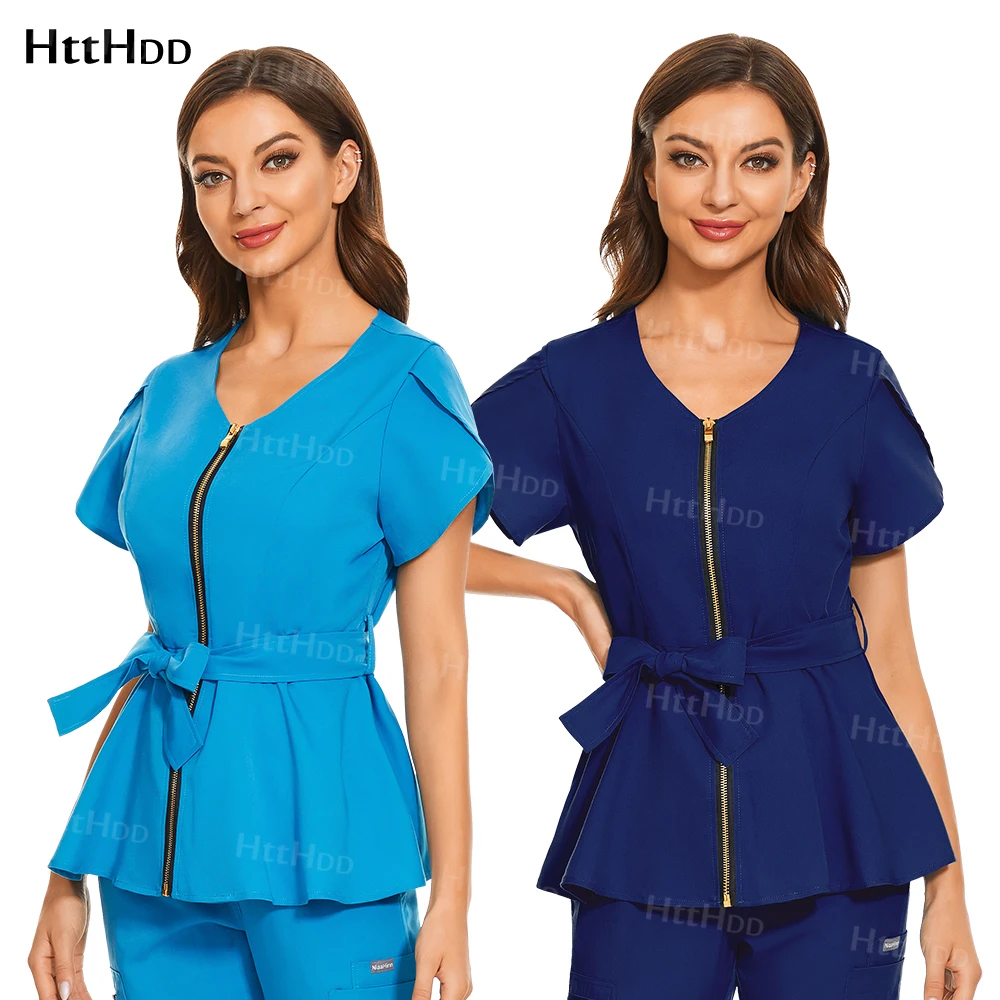 Nurse Accessories Women Medical Scrubs Top Healthcare Nursing Shirt Beauty Salon Manicurist Beautician Working Clothes