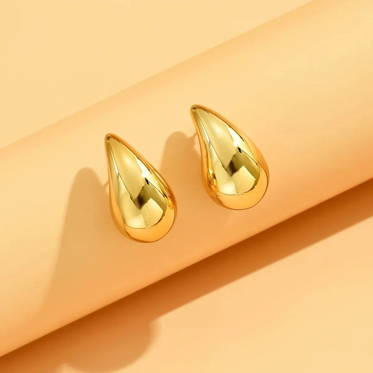 Drop Earrings Dome Teardrop Earrings 3CM Water Drop Earring for Women Chunky Hollow Smooth Exaggerated Thick Large Jewelry