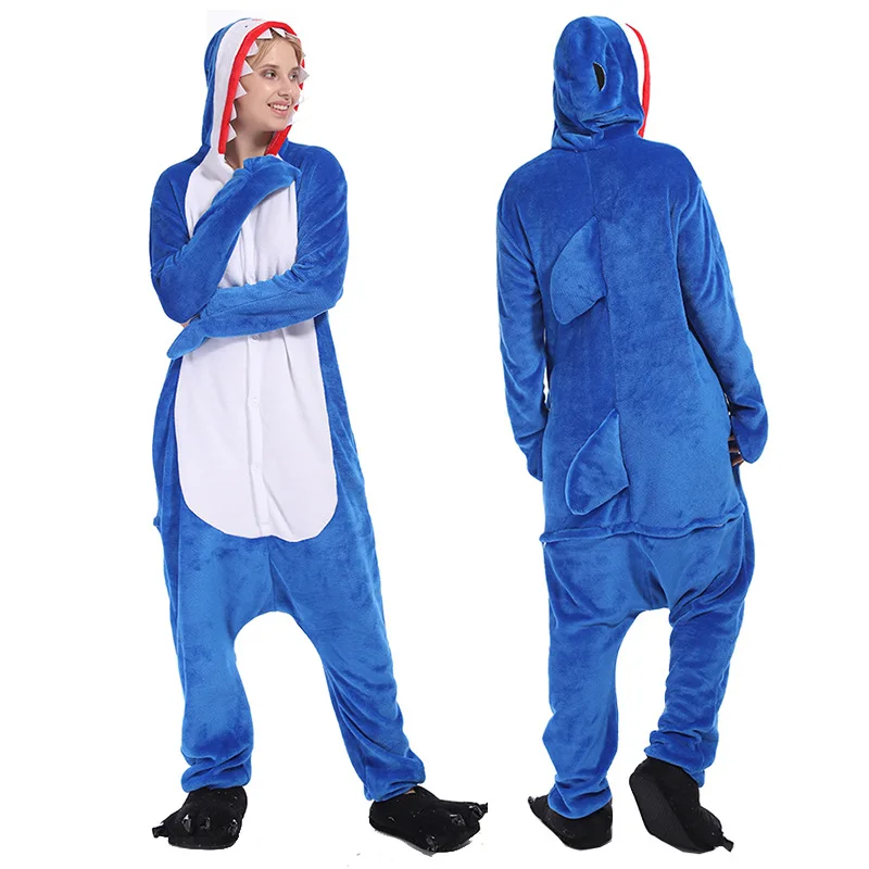 Animal Kigurumi 3D Shark Cartoon Onesies Women Pajamas Anime Onesie For Adults Pyjamas Boys Girls Pijamas Flannel One-Piece