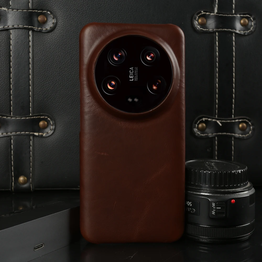 Premium Cowhide Genuine Leather Case with Oil Wax Finish - Real Leather Protective Cover