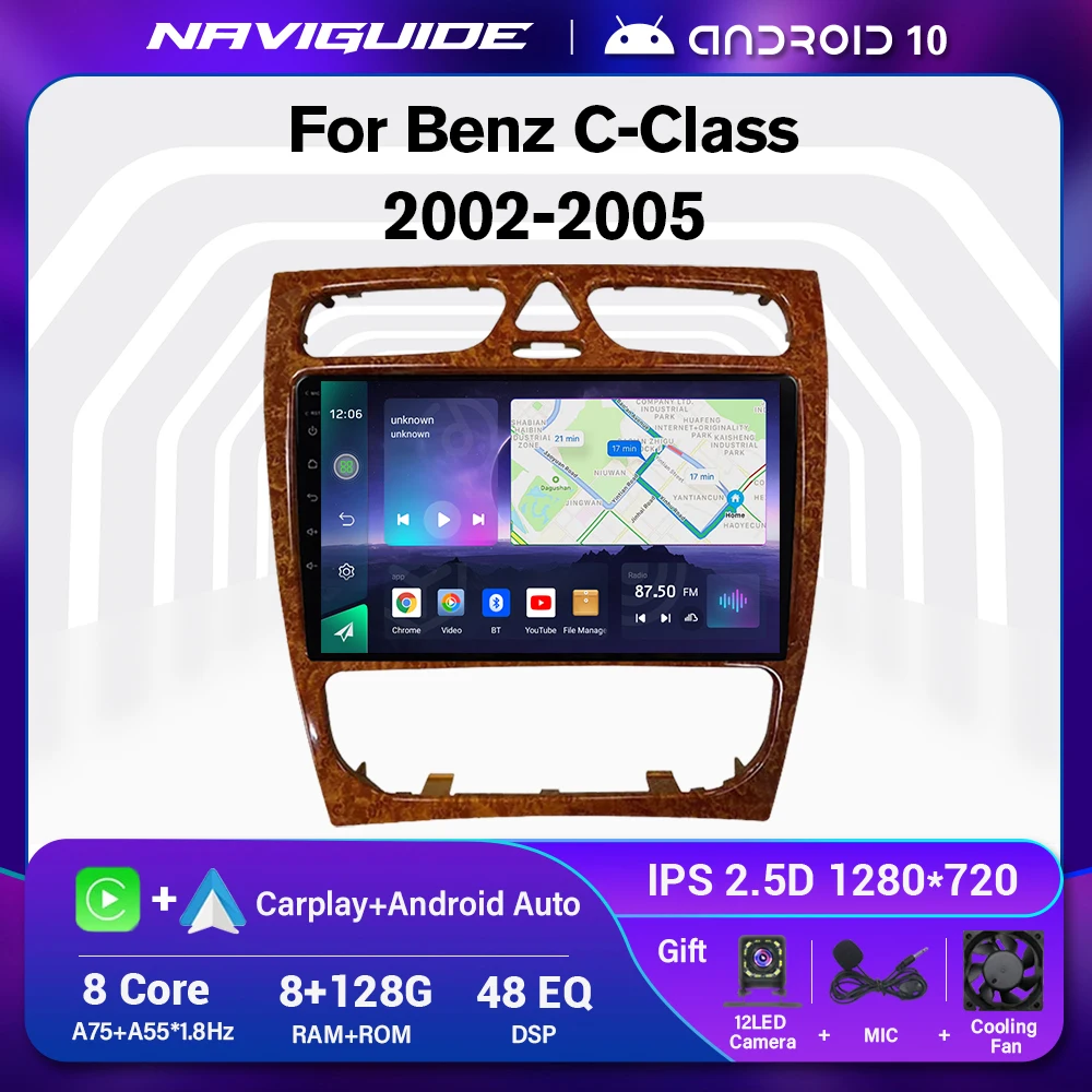 

NAVIGUIDE Car Radio For Mercedes Benz C-Class W203 C200 C320 C350 CLK 2002-2005 Car Multimedia Player Navigation GPS Head Unit