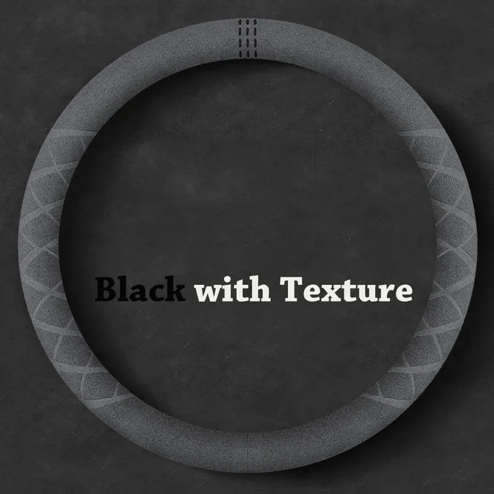 Luxury Cowhide Suede Steering Wheel Cover - Breathable and Universal Fit Car Accessory