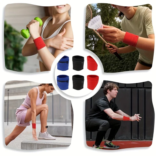 Sports Wristband with Zipper Pouch Running Sports Arm Band Bag for MP3 Key Card Storage Bag Basketball Sweatbands Wristband Bags 4