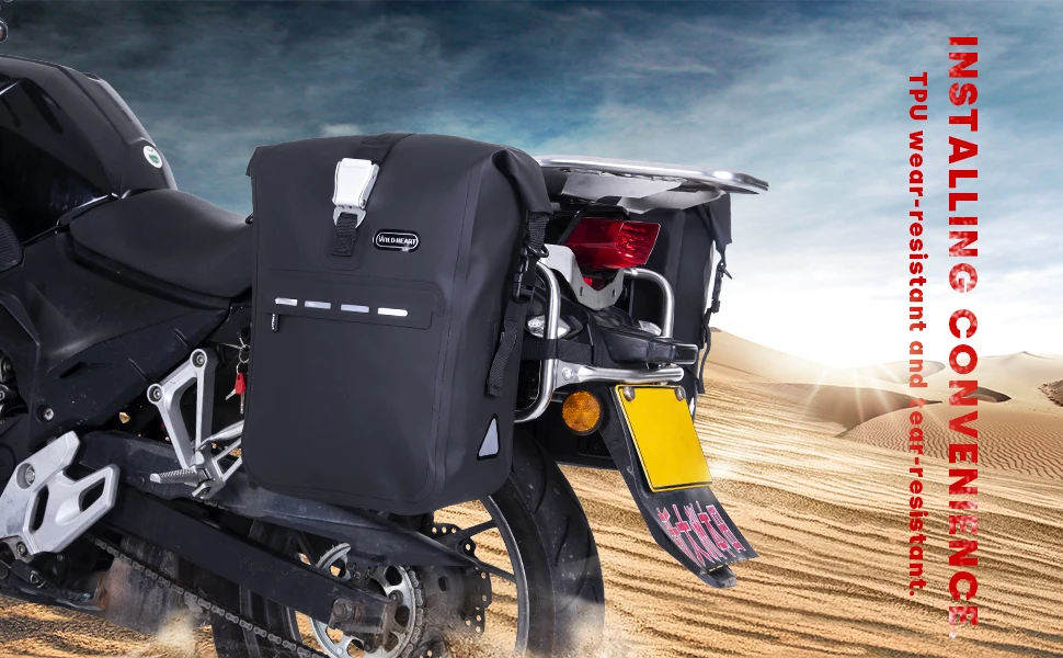 WILD HEART Motorrad-Gepäckträgertasche, schnell abnehmbar, wasserdicht, TPU, hängende Motorradtasche, Reitausrüstung, geeignet für Motorräder – Detail 4
