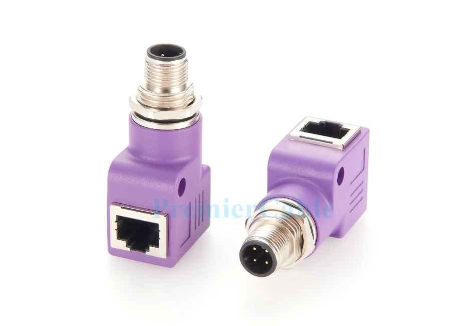 IP67 Profinet M12 4-Pin D-Code zu RJ45 Schottwand-Adapter, rechtwinklig, RJ45 Cat5 Ethernet zu M12 Industrie-Steckverbinder – Detail 6