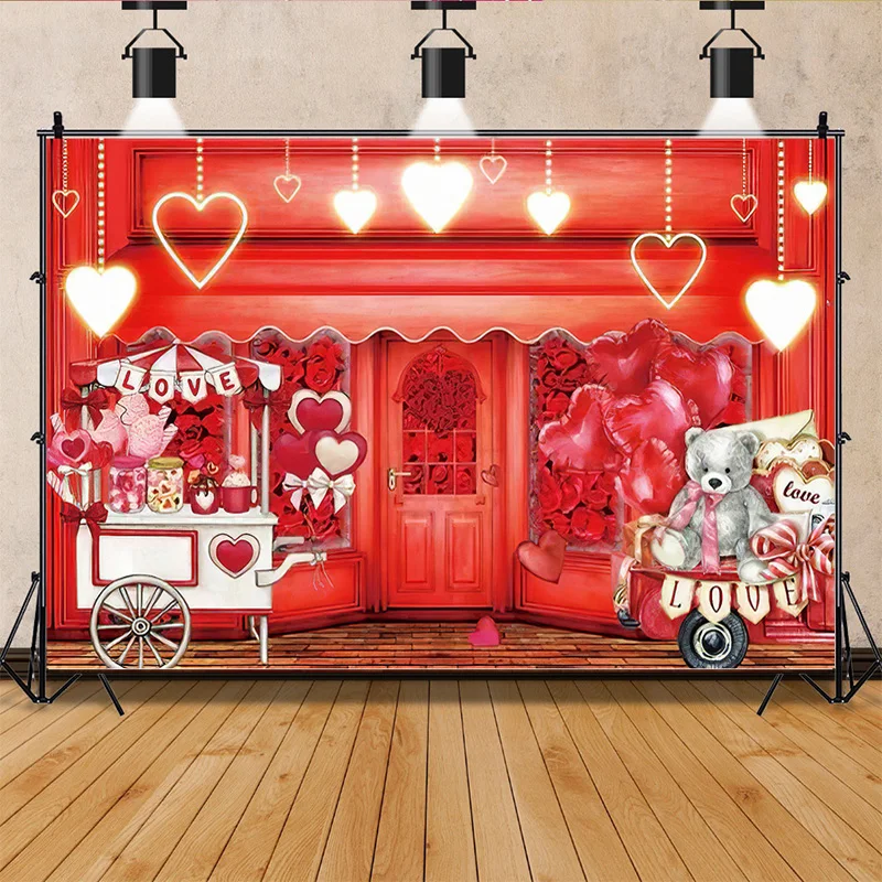 

Valentine's Day Background Curtain Red Rose Love Wedding Pre Wedding Party Newborn Birthday Photography Backdrops Props VV-67