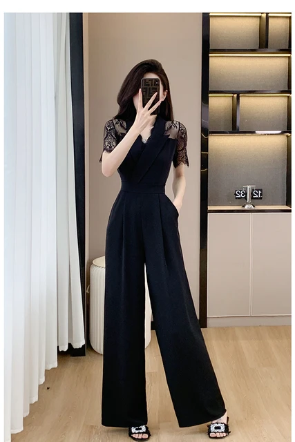 〖Alumu.〗summer lace salopette┋black Z Supply Summerland Sleek Jumpsuit Black ZP212687 - Free