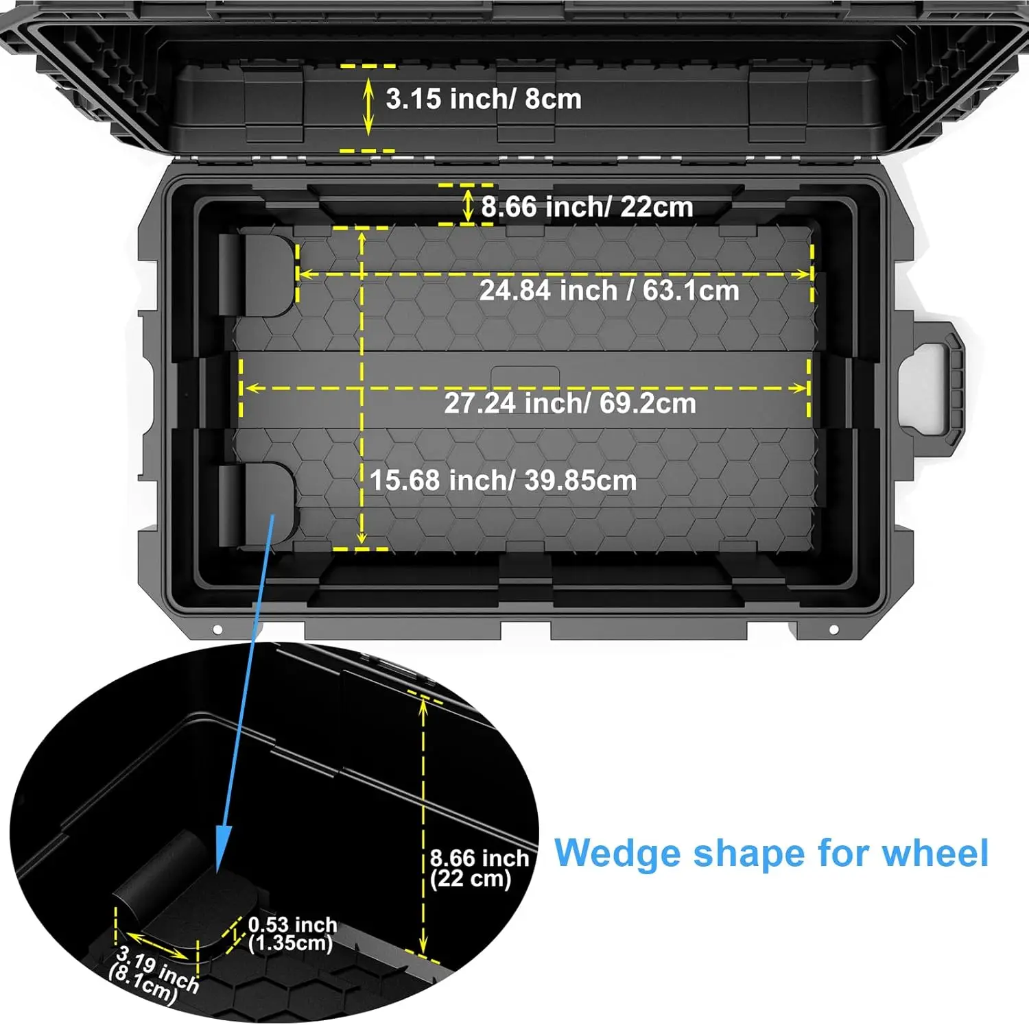 Waterproof Hard Case, 33"x 21"x 14", Equipment Case with Wheels/Customizable Foam,Gear Roller Case for cameras lenses Camcorder, 2