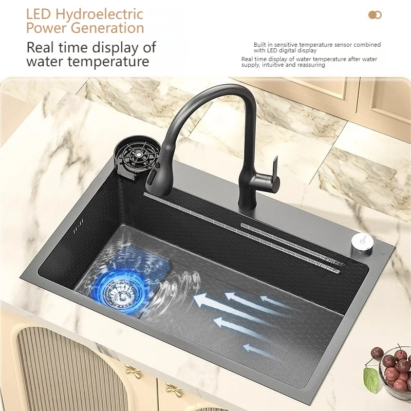 Drop In Stainless Steel Kitchen Sink Nano Embossed Large Single Slot Undermount Basin Dishwasing Sinks For kitchen