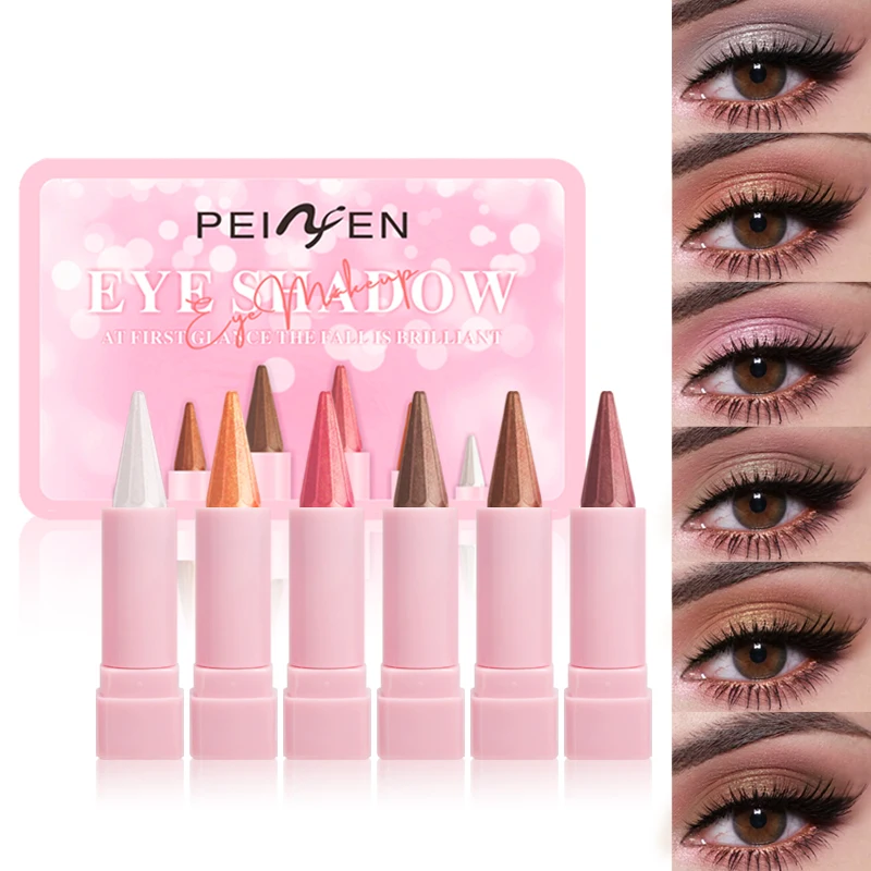6 color suit Color eye shadow eyeliner pencil set Waterproof eye makeup tool Long lasting easy makeup