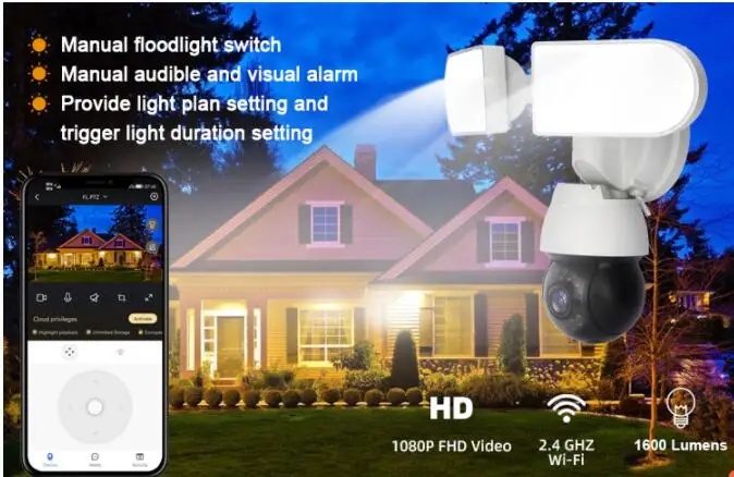 

2MP 1080P Tuya APP Floodlight Courtyard Lamp IP Camera Full Color Intercom Wireless PTZ Street Camera Home Security CCTV Monitor