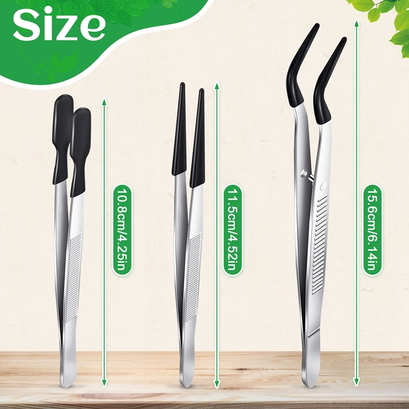 4 Pieces Tweezers Set With Rubber Tips Tweezers PVC Coated