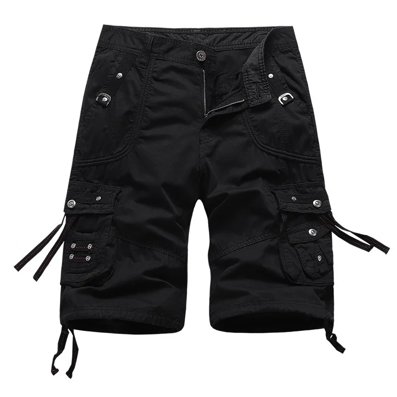 

29-40 Mens Casual Shorts Summer Male Short Pants Mid Zipper Solid Loose Breathable Multibag Cropped Pants Trousers Clothes Hw55