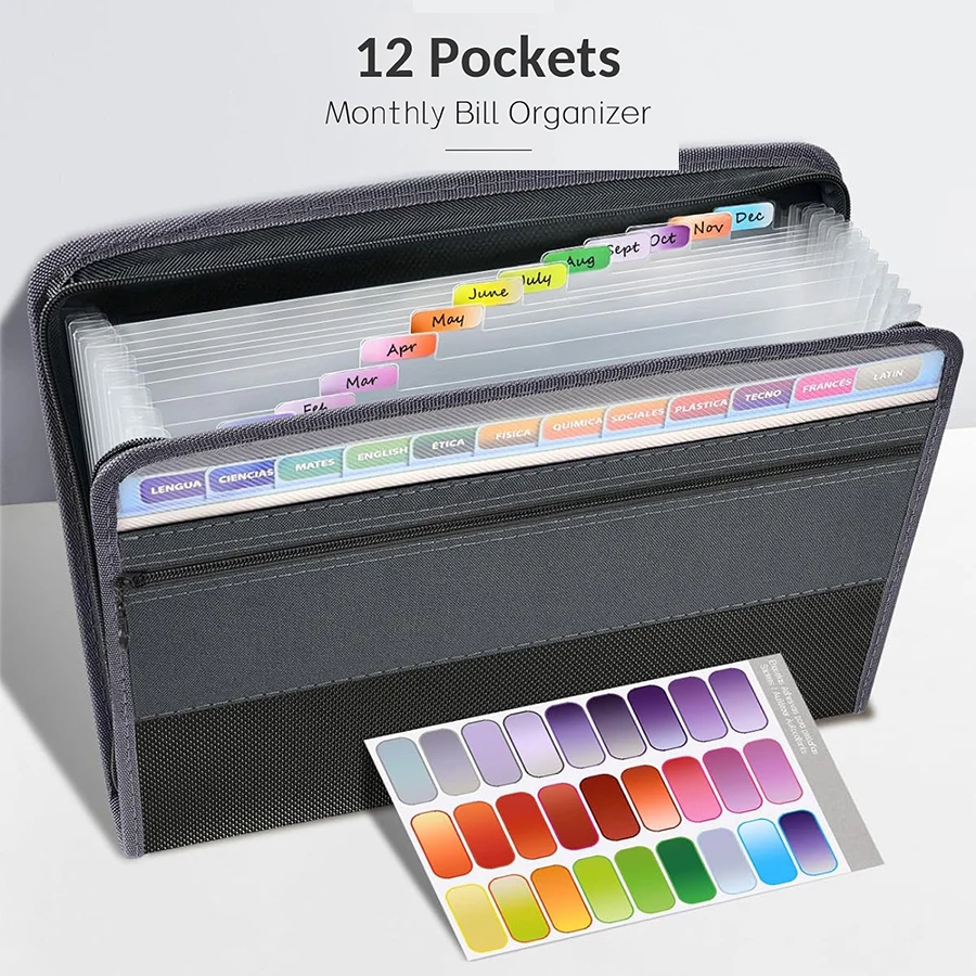 Kobest Expanding File Organizer 13 Pocket Accordion A4 Document Ziper Folder Bag Hot Style file folder,file bag,stationary organizer pouch
