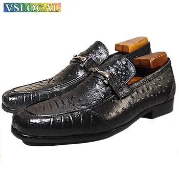 Scarpe da uomo di lusso in vera pelle Mocassini a cavallo neri Slip on Stampe Scarpe eleganti da uomo casual Mocassini da ufficio per matrimoni da uomo 1