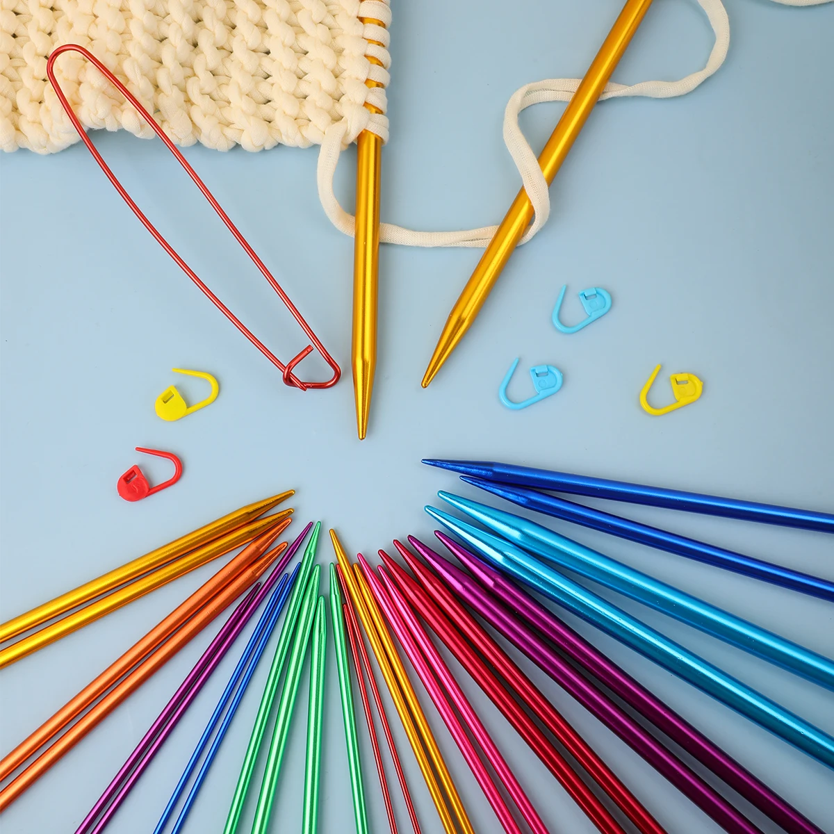 Knitting Needles Knitting Supplies Knitting Material Knitting Craft Supplies 14PCS Stainless steel Knitting Needles Set Pointed Knitting Needles Crochet Supplies Beginners Handmade(2-10mm）