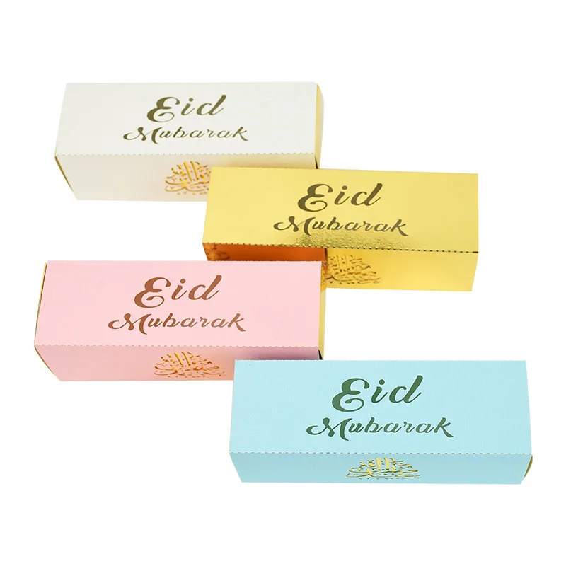 10pcs Eid Mubarak Chocolate Candy Box Ramadan Kareem Favor Gift Box DIY Islamic Muslim Festival Happy Al-Fitr Eid Party Supplies