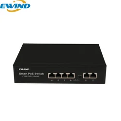 POE Switch 6 Port 100Mbps Ethernet Smart Switch 4 PoE+2 UpLink With Internal Power Office Home Network Hub for IP Camera