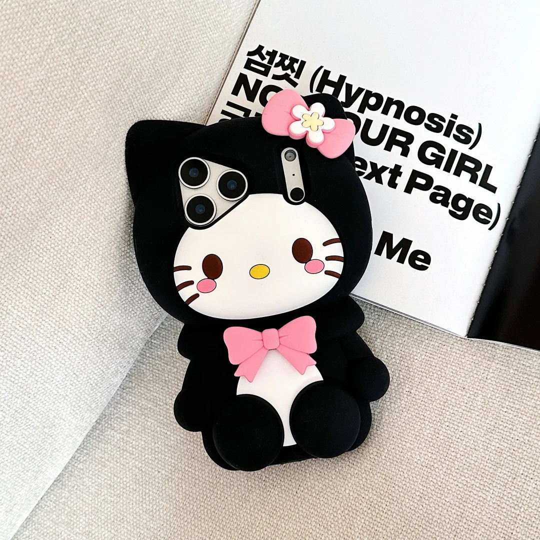 Bowknot Kitty Cat 3D Silicone Soft Phone Case - Protective Cover