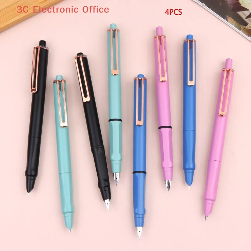 접이식 프레스형 만년필 컬러펜 바디 노치드 잉크펜 서예 연습용 교체 가능 잉크 필기펜