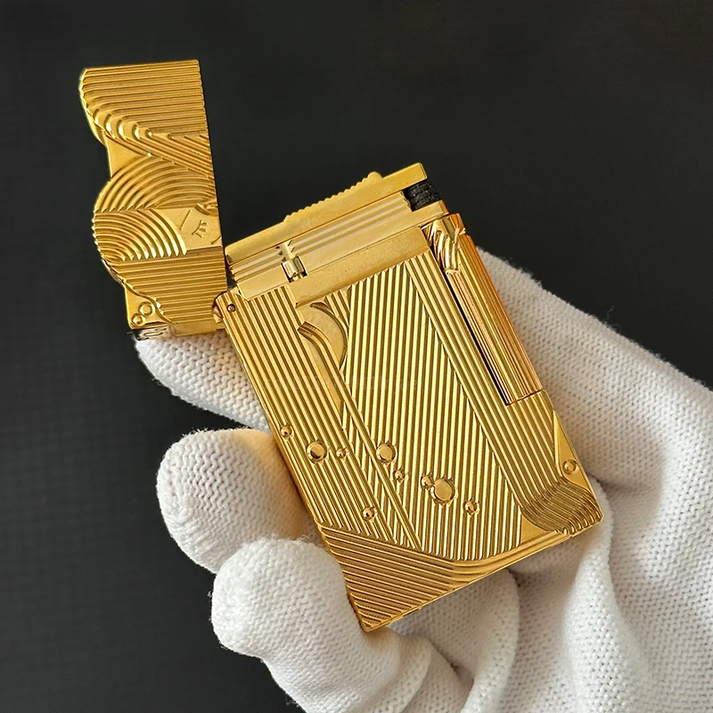 Description Picture 3 of itemCigarette Smoking Gas Lighters Cool Gold Sleep Mermaid Pattern Vintage Lighter Classic Sound Metal Lighters Fire Men Collection