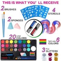 Face Body Painting palette Kit with 20 Colors Disposable Hair Dye，Eyeshadow Glitter Safe and Easy to Use Body Art Set For Adults 2